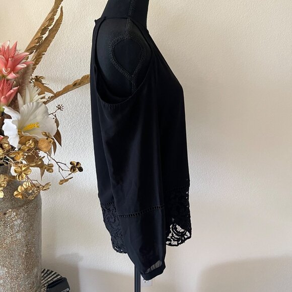 Michael Kors Flowy Cold Shoulder Pleated Long Sleeve Halter Top NWOT M - Picture 5 of 15